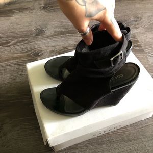 Black Suede Wedges W/ Buckle